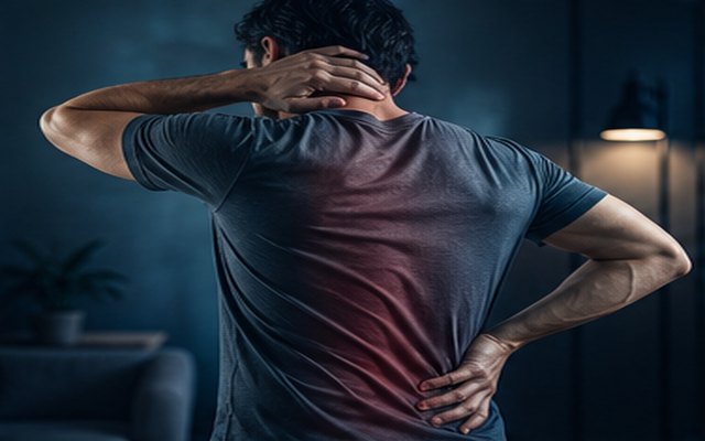 Persona con fastidio a cervicale e schiena