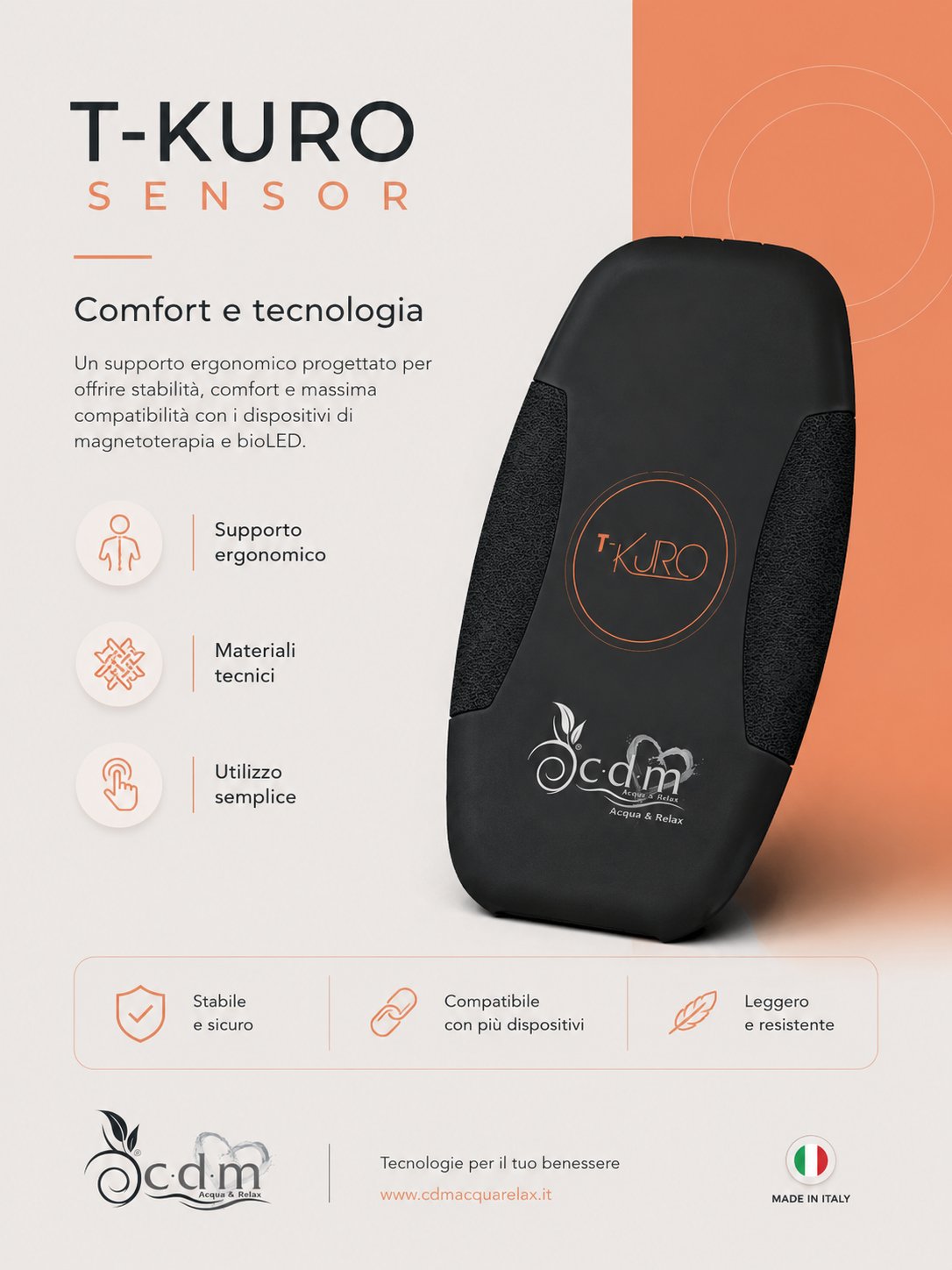 T-KURO Sensor supporto ergonomico per dispositivi di magnetoterapia