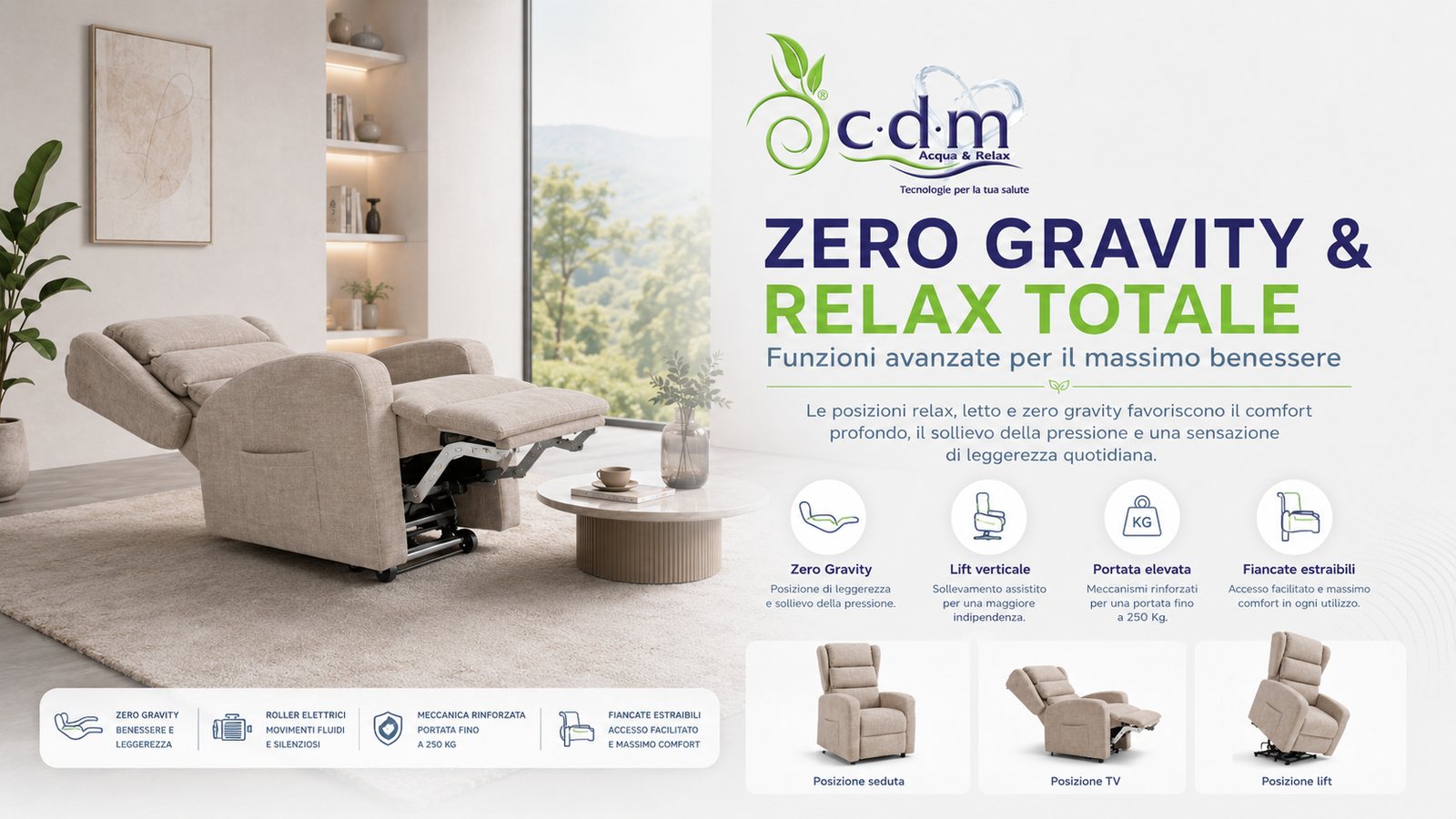 Poltrona relax con posizione zero gravity