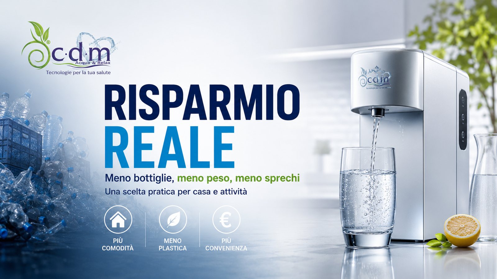 Riduzione delle bottiglie grazie a un sistema per il trattamento dell'acqua